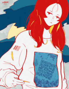 Front print T-shirt girl by the digital.